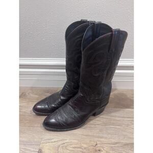 Vintage‎ Dan Post Cowboy Boots Mens 9.5 EW Black Oxblood Undertones Rodeo Ranch